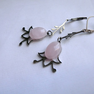 Rózsakvarc tulipán fülbevaló - ékszer - nyaklánc - medálos nyaklánc - Meska.hu