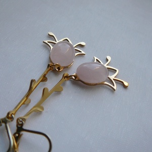 Rózsakvarc tulipán fülbevaló, Ékszer, Nyaklánc, Medálos nyaklánc, Ékszerkészítés, MESKA