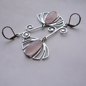 Rózsakvarc virág fülbevaló, Ékszer, Nyaklánc, Medálos nyaklánc, Ékszerkészítés, MESKA