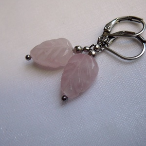 Rózsakvarc levél fülbevaló, Ékszer, Nyaklánc, Medálos nyaklánc, Ékszerkészítés, MESKA