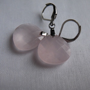 Rózsakvarc fülbevaló, Ékszer, Nyaklánc, Medálos nyaklánc, Ékszerkészítés, MESKA