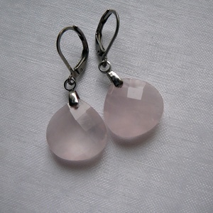 Rózsakvarc fülbevaló - ékszer - nyaklánc - medálos nyaklánc - Meska.hu