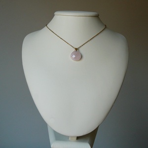 Rózsakvarc csepp medálos nyaklánc - ékszer - nyaklánc - medálos nyaklánc - Meska.hu