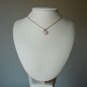 Rózsakvarc szív medálos nyaklánc - ékszer - nyaklánc - medálos nyaklánc - Meska.hu
