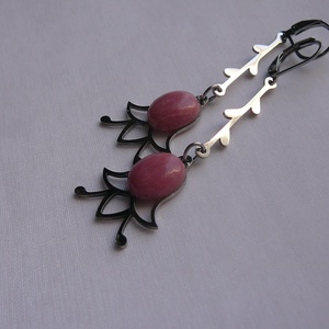 Rodonit tulipán fülbevaló - ékszer - fülbevaló - lógó fülbevaló - Meska.hu