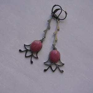 Rodonit tulipán fülbevaló - ékszer - fülbevaló - lógó fülbevaló - Meska.hu