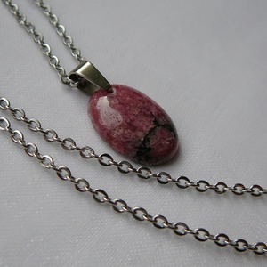 Rodonit medálos nyaklánc, Ékszer, Nyaklánc, Medálos nyaklánc, Fémmegmunkálás, Ékszerkészítés, MESKA