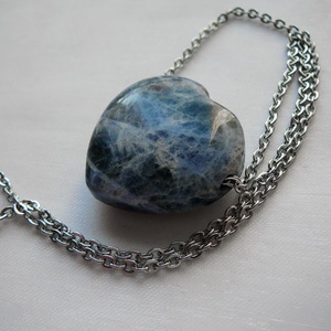 Szodalit szív medálos nyaklánc - Meska.hu