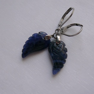 Szodalit szárny fülbevaló - ékszer - fülbevaló - lógó fülbevaló - Meska.hu