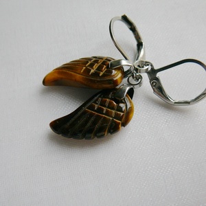 Tigrisszem szárny fülbevaló, Ékszer, Fülbevaló, Lógó fülbevaló, Ékszerkészítés, MESKA