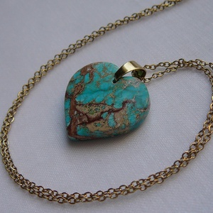 Üledéki jáspis szív medálos nyaklánc, Ékszer, Nyaklánc, Medálos nyaklánc, Ékszerkészítés, MESKA