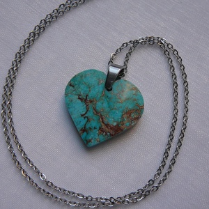 Üledéki jáspis szív medálos nyaklánc - ékszer - nyaklánc - medálos nyaklánc - Meska.hu