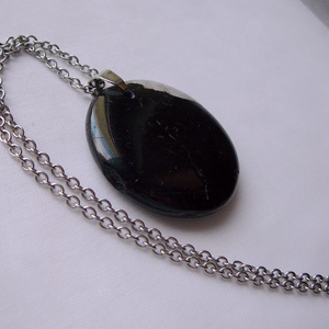 Fekete turmalin medálos nyaklánc, Ékszer, Nyaklánc, Medálos nyaklánc, Ékszerkészítés, Fémmegmunkálás, MESKA