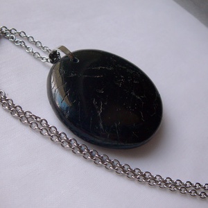 Fekete turmalin medálos nyaklánc - Meska.hu