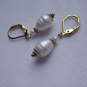 Folyami gyöngy fülbevaló - Meska.hu