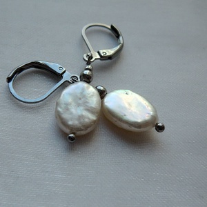 Folyami gyöngy fülbevaló - ékszer - fülbevaló - lógó fülbevaló - Meska.hu