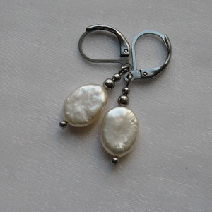 Folyami gyöngy fülbevaló - ékszer - fülbevaló - lógó fülbevaló - Meska.hu