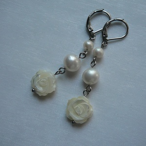 Folyami gyöngy fülbevaló - ékszer - fülbevaló - lógó fülbevaló - Meska.hu