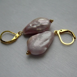 Folyami gyöngy fülbevaló - ékszer - fülbevaló - lógó fülbevaló - Meska.hu