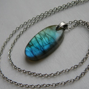 Labradorit medálos nyaklánc, Ékszer, Nyaklánc, Medál, Ékszerkészítés, Fémmegmunkálás, MESKA