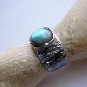 Labradorit gyűrű, Ékszer, Gyűrű, Szoliter gyűrű, Ékszerkészítés, Fémmegmunkálás, MESKA