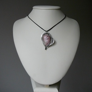 Rózsaszín opál szív medál - ékszer - nyaklánc - medálos nyaklánc - Meska.hu