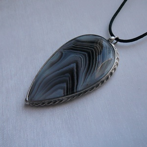 Botswana achát csepp medál, Ékszer, Nyaklánc, Medálos nyaklánc, Ékszerkészítés, Fémmegmunkálás, MESKA