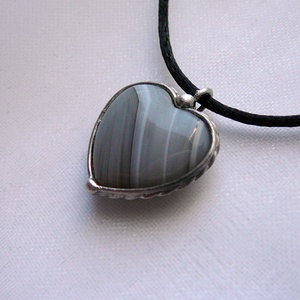 Achát mini szív medál, Ékszer, Nyaklánc, Medálos nyaklánc, Ékszerkészítés, Fémmegmunkálás, MESKA