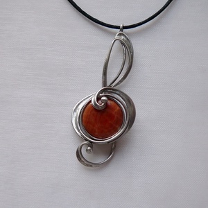 Tűzachát violinkulcs medál  - ékszer - nyaklánc - medálos nyaklánc - Meska.hu