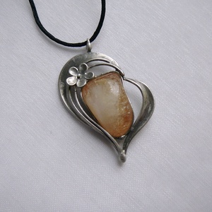 Citrin szív medál - ékszer - nyaklánc - medálos nyaklánc - Meska.hu