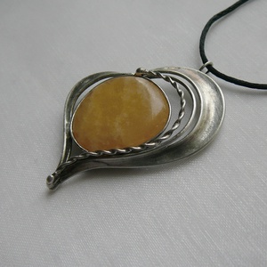 Kalcit szív medál, Ékszer, Nyaklánc, Medálos nyaklánc, Ékszerkészítés, Fémmegmunkálás, MESKA