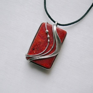 Vörös korall medál - ékszer - nyaklánc - medálos nyaklánc - Meska.hu