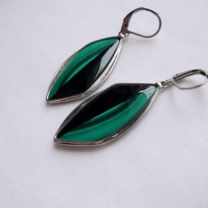 Malachit fülbevaló, Ékszer, Fülbevaló, Lógó fülbevaló, Ékszerkészítés, Fémmegmunkálás, MESKA