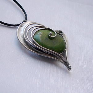 Nefrit szív medál, Ékszer, Nyaklánc, Medálos nyaklánc, Ékszerkészítés, Fémmegmunkálás, MESKA