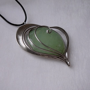 Prehnit szív medál - ékszer - nyaklánc - medálos nyaklánc - Meska.hu
