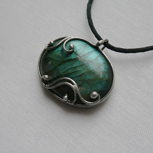 Labradorit medál, Ékszer, Nyaklánc, Medál, Ékszerkészítés, Fémmegmunkálás, MESKA