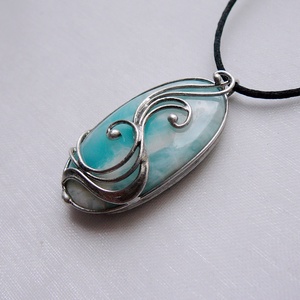 Larimár medál, Ékszer, Nyaklánc, Medálos nyaklánc, Ékszerkészítés, Fémmegmunkálás, MESKA