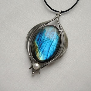 Labradorit medál, Ékszer, Nyaklánc, Medál, Ékszerkészítés, Fémmegmunkálás, MESKA