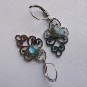 Filigrán labradorit fülbevaló - ékszer - fülbevaló - lógó csepp fülbevaló - Meska.hu