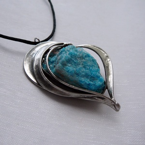 Apatit szív medál, Ékszer, Nyaklánc, Medálos nyaklánc, Ékszerkészítés, Fémmegmunkálás, MESKA