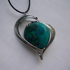 Krizokolla szív medál - ékszer - nyaklánc - medálos nyaklánc - Meska.hu