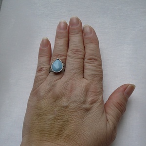 Kék opál gyűrű - ékszer - gyűrű - szoliter gyűrű - Meska.hu