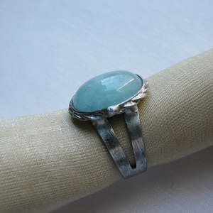 Akvamarin gyűrű, Ékszer, Gyűrű, Statement gyűrű, Ékszerkészítés, Fémmegmunkálás, MESKA