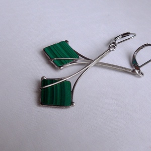 Malachit fülbevaló - ékszer - fülbevaló - lógó fülbevaló - Meska.hu