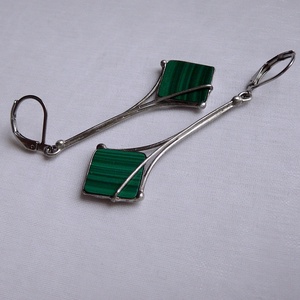 Malachit fülbevaló - ékszer - fülbevaló - lógó fülbevaló - Meska.hu