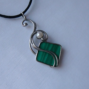 Malachit medál, Ékszer, Nyaklánc, Medálos nyaklánc, Ékszerkészítés, Fémmegmunkálás, MESKA