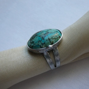 Zöld türkiz gyűrű, Ékszer, Gyűrű, Szoliter gyűrű, Ékszerkészítés, Fémmegmunkálás, MESKA