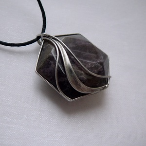 Ametiszt medál, Ékszer, Nyaklánc, Medálos nyaklánc, Ékszerkészítés, Fémmegmunkálás, MESKA