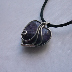 Ametiszt mini szív medál, Ékszer, Nyaklánc, Medálos nyaklánc, Ékszerkészítés, Fémmegmunkálás, MESKA