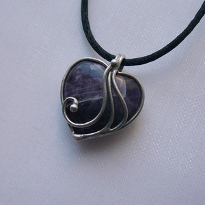 Ametiszt mini szív medál - ékszer - nyaklánc - medálos nyaklánc - Meska.hu